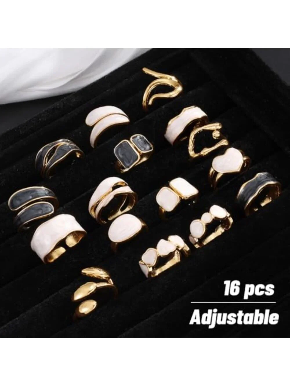 Chunky Stackable Statement Ring Set, Baroque Pearl Enamel Rings, Boho Knuckle
